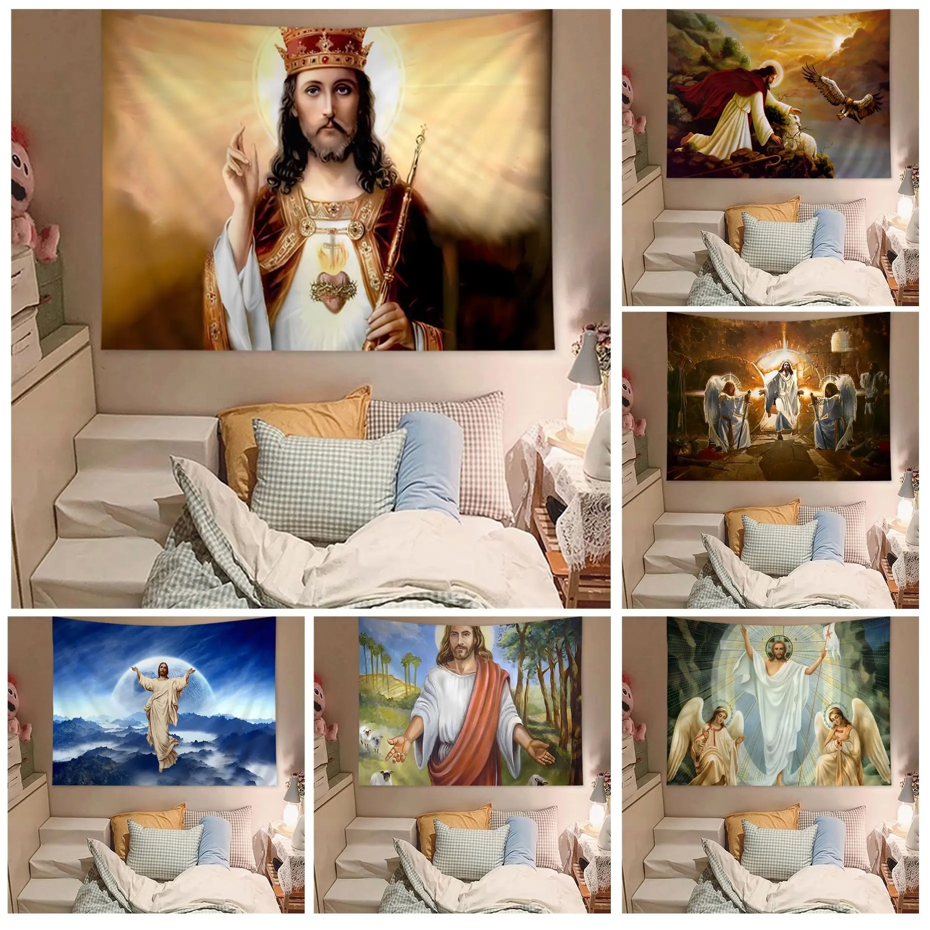 

Jesus God Printed Large Wall Tapestry Home Decoration Hippie Bohemian Decoration Divination Wall Art Decor