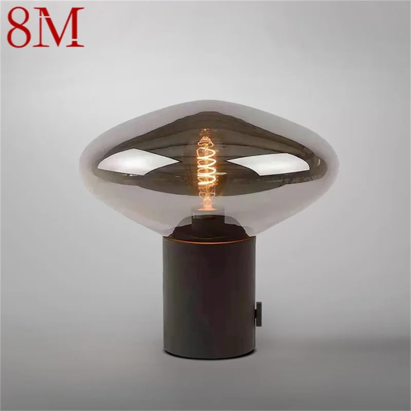 

8M Nordic Contemporary Table Lamp Simple Black Glass Desk Light LED Home Decor Bedside Parlor