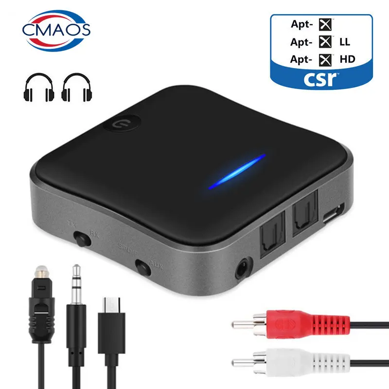 Купи B19 AptX HD Low Latency Bluetooth 5.0 Audio Transmitter Receiver Music CSR8675 TV PC Wireless Adapter RCA/SPDIF/3.5mm Aux Jack за 1,679 рублей в магазине AliExpress