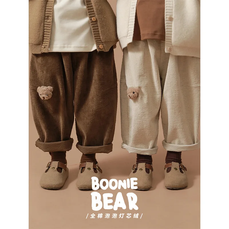 

Брюки с трехмерным медведем для мальчиков корейский стиль весна-осень 2022 новые детские повседневные брюки