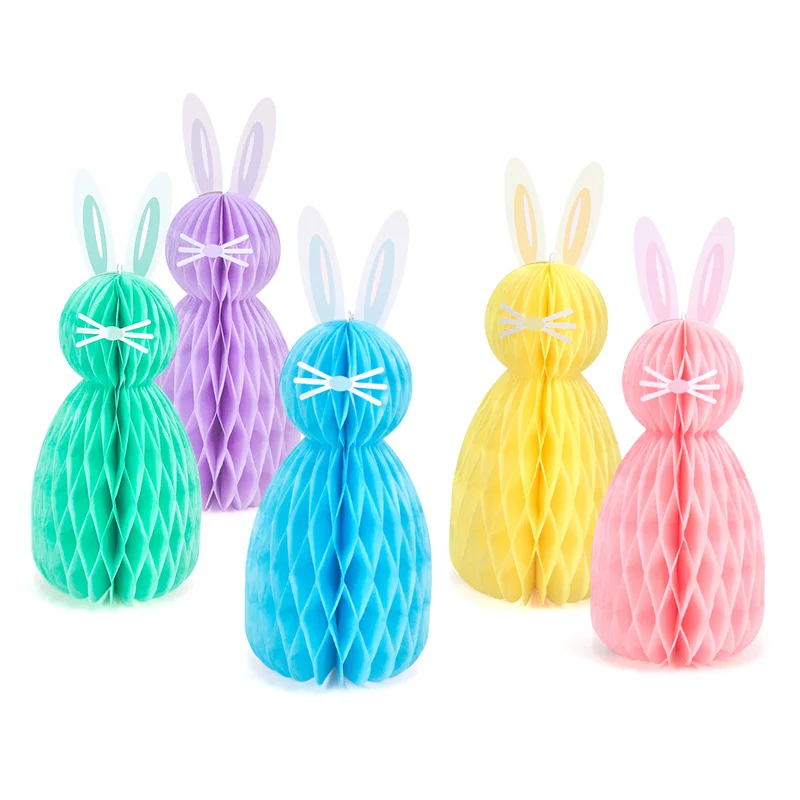 Easter Hanging Decoration Bunny Eggs Honeycomb Ball 3D Rabbit Table Centerpieces Party Supplies