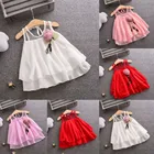 Милые Платья с цветочным принтом для маленьких девочек, однотонная фатиновая юбка без рукавов для маленьких девочек, праздничные платья принцессы с цветами, детская повседневная одежда