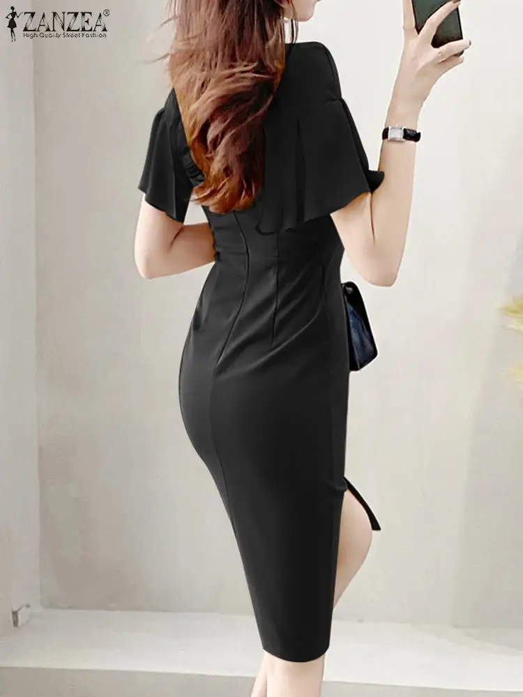 Женское модное платье-футляр ZANZEA элегантные облегающие сексуальные платья с
