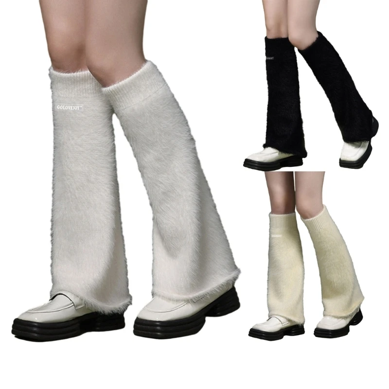 

Girls Ballet Leg Warmers Y2K Fuzzy Knitted Flared Leg Sleeves Goth Baggy Cuff Ankle Heap Socks JK Uniform Foot Cover