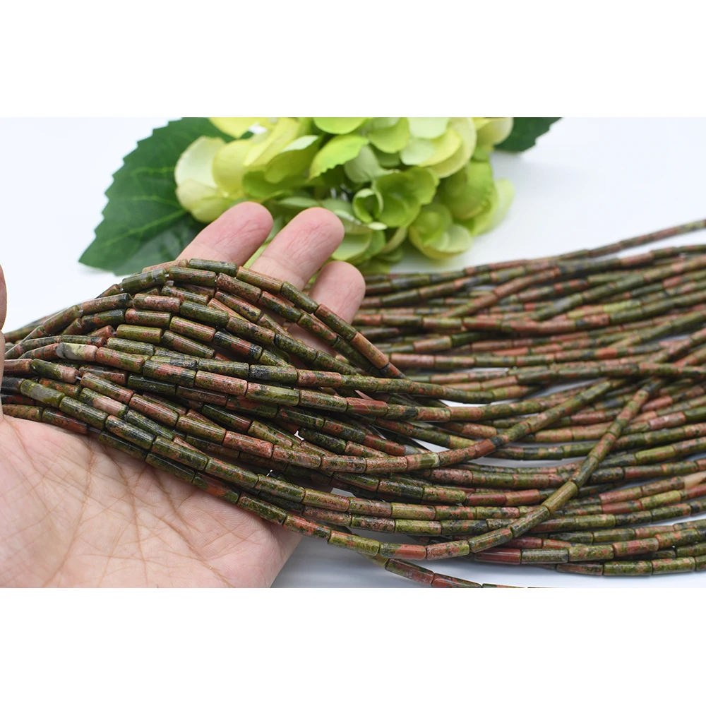 

14x4mm Natural Smooth unakite Columnar shape stone Beads For DIY necklace bracelet jewelry make 15 "free delivery