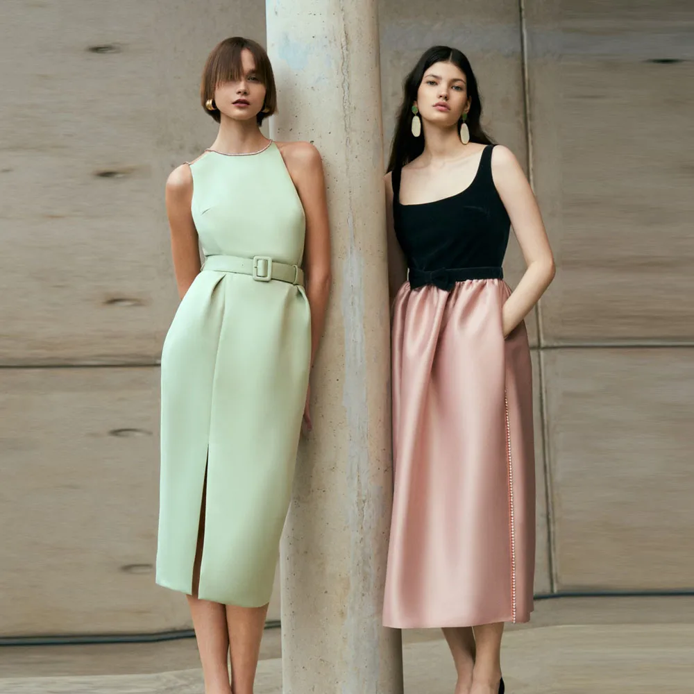 HOBBY гладкая атласная юбка с высокой талией трапециевидной формы светло-розовая