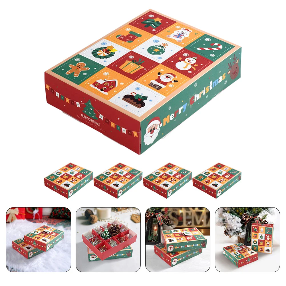 

5pcs Empty Gift Box Christmas Gift Wrapping Box Festive Xmas Gift Candy Packing Box