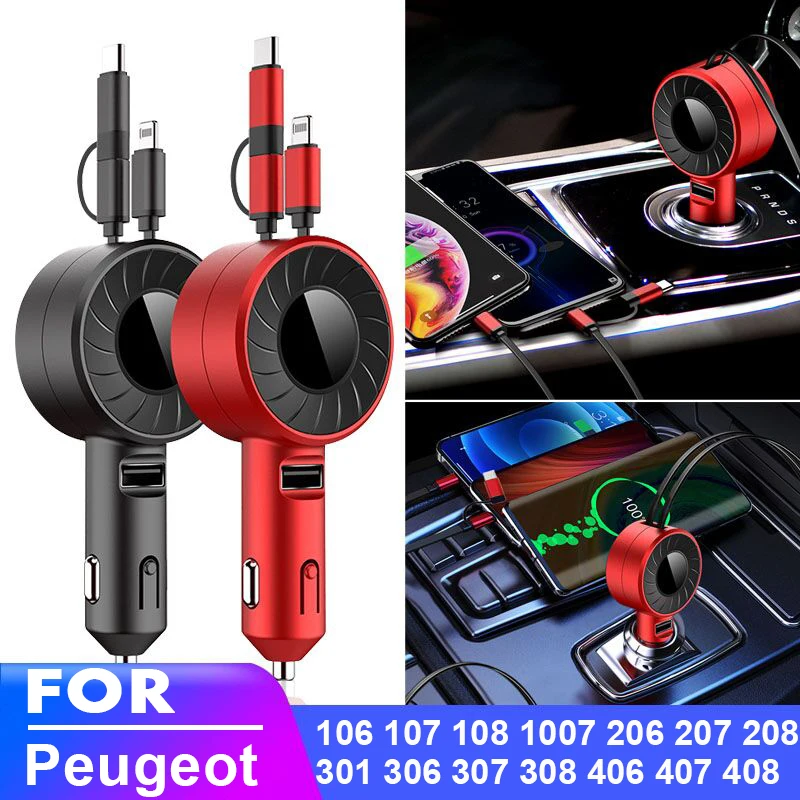 

USB Type C Car Charger for iPhone Android HUAWEI Xiaomi for Peugeot 106 107 108 1007 206 207 208 301 306 307 308 406 407 408