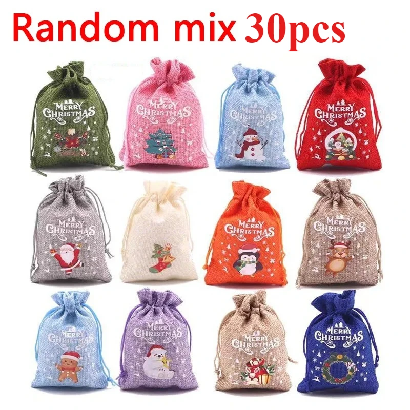 

Рождественские мешочки из льняной ткани