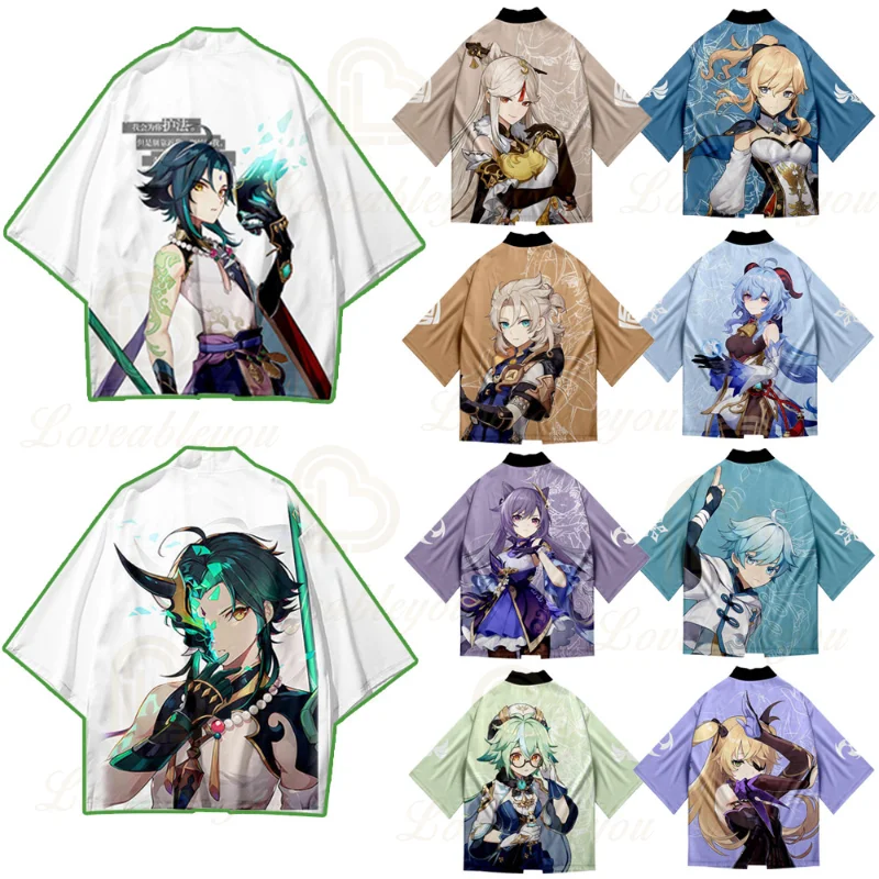 

Japanese Anime Genshin Impact Kimonos Vigilant Yaksha Cosplay Cloak Girls Boys Haori Harajuku Summer Casual Kids Adults Tops