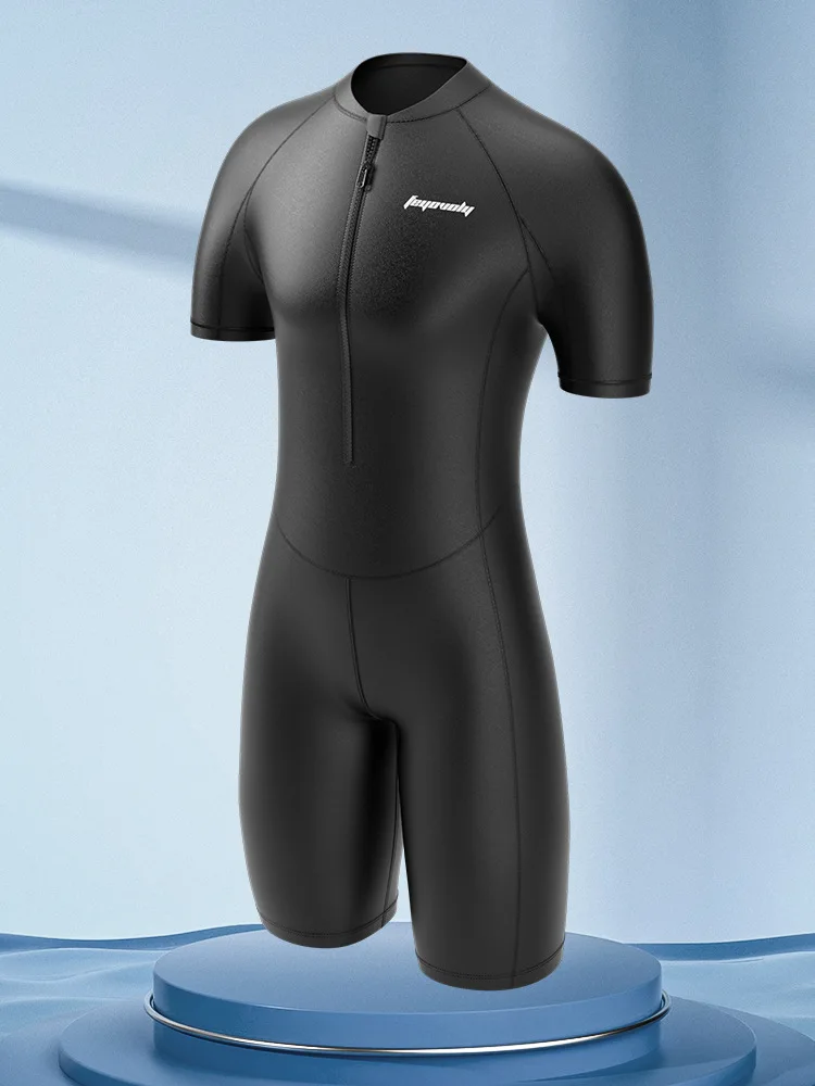 Мужской Цельный профессиональный водонепроницаемый пляжный купальник на молнии