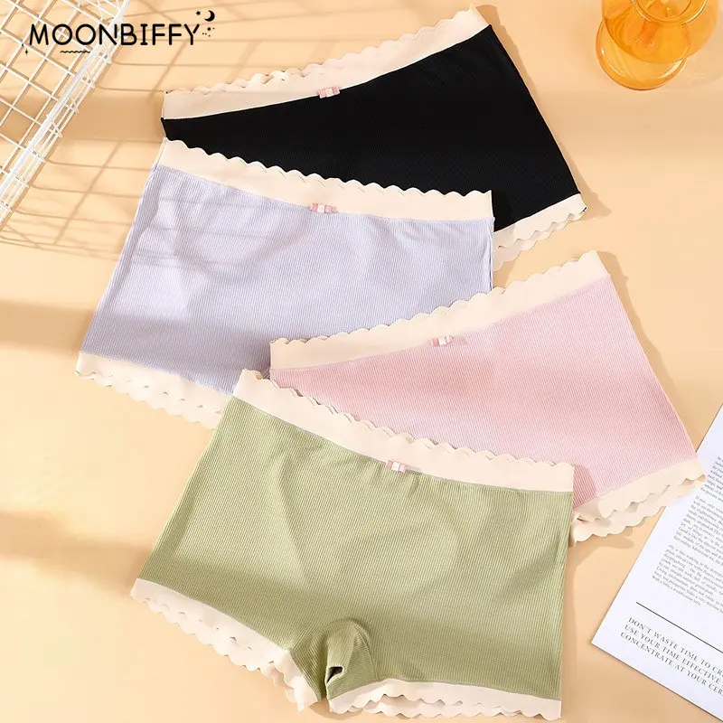 

L-2Xl Cotton Panties Women's Boxer Pants Large Size Fashion Traceless Safety Pants Sexy Lace Boxer Pants Woman Underwear