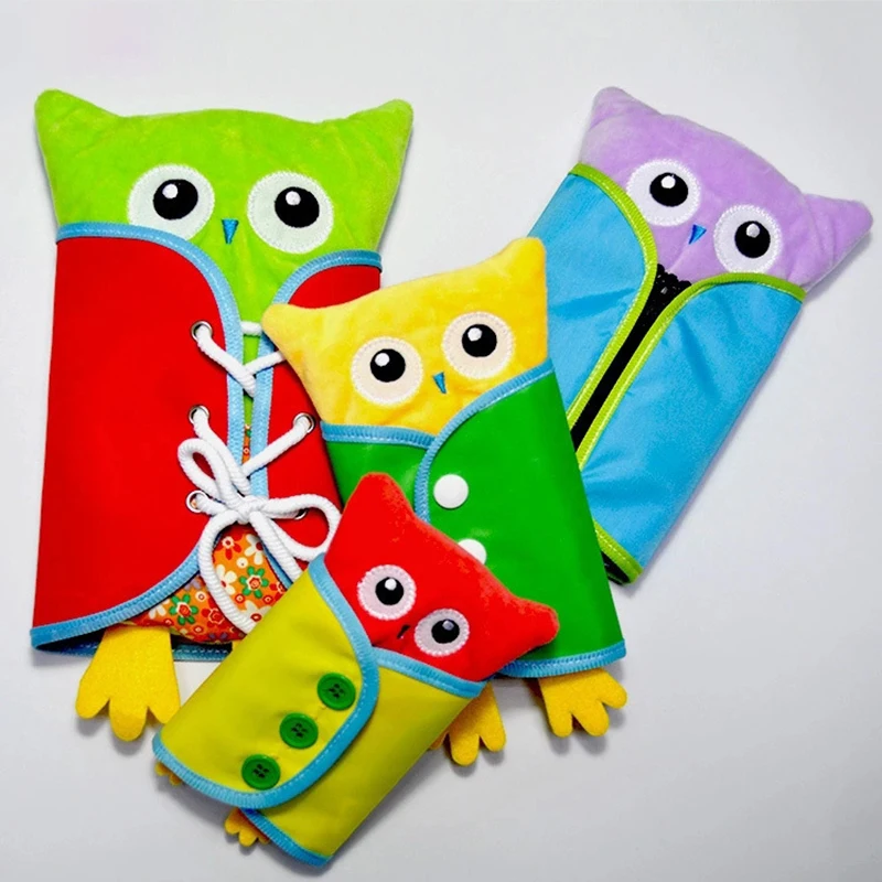 

Busy Board for Toddlers Owl Shape Sensory Buckle Lace Zipper Toy Activity Learning Toys For Children Montessori Educational Toys