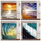 Пляж; Морские волны занавеска для ванной комнаты s 3D Ткань Водонепроницаемая занавеска для ванной из полиэстера с крючками домашний декор занавеска Douchegordijn