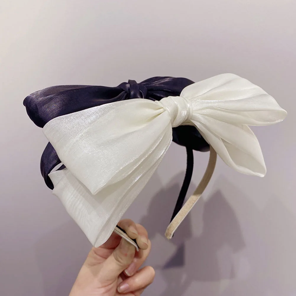 

Весенняя сетчатая повязка на голову с бантом, модные аксессуары для волос, Женский трендовый атласный темпераментный обруч для волос, обруч...