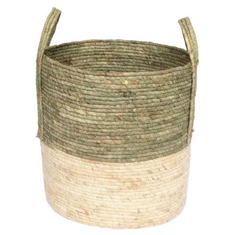 

Natural Maize Colored Stripe Basket, Basket, Green, Extra Large
