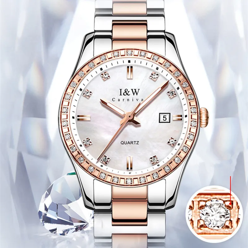 Reloj Mujer I&W CARNIVAL Brand Ladies Fashion Watches Women Luxury Dress Quartz Wristwatch Waterproof 30M Clock Relogio Feminino enlarge