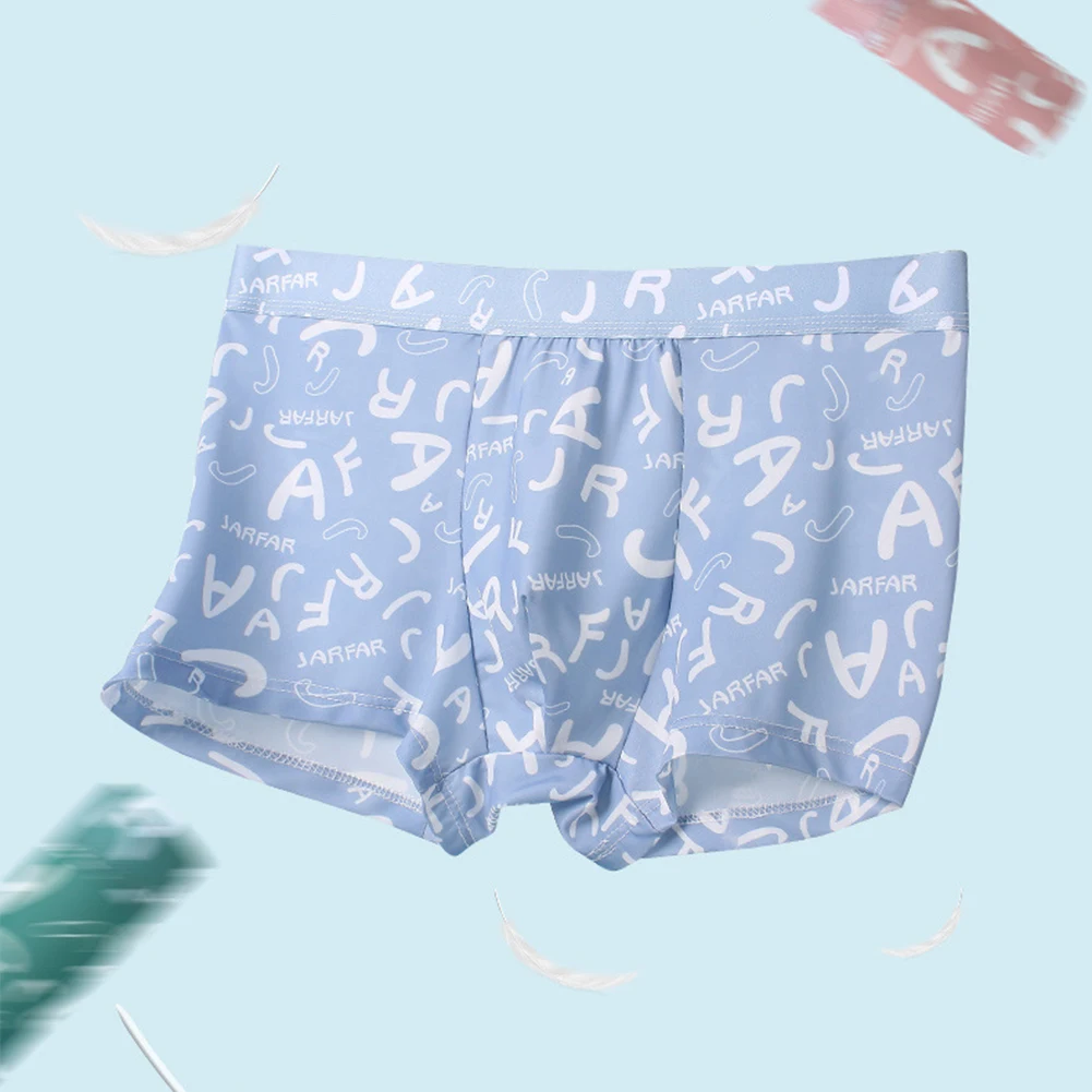 

Men Ice Silk Boxer Briefs Seamless Underwear Printing Boxer Trunks Male Breathable Panties Bulge Pouch Underpants
