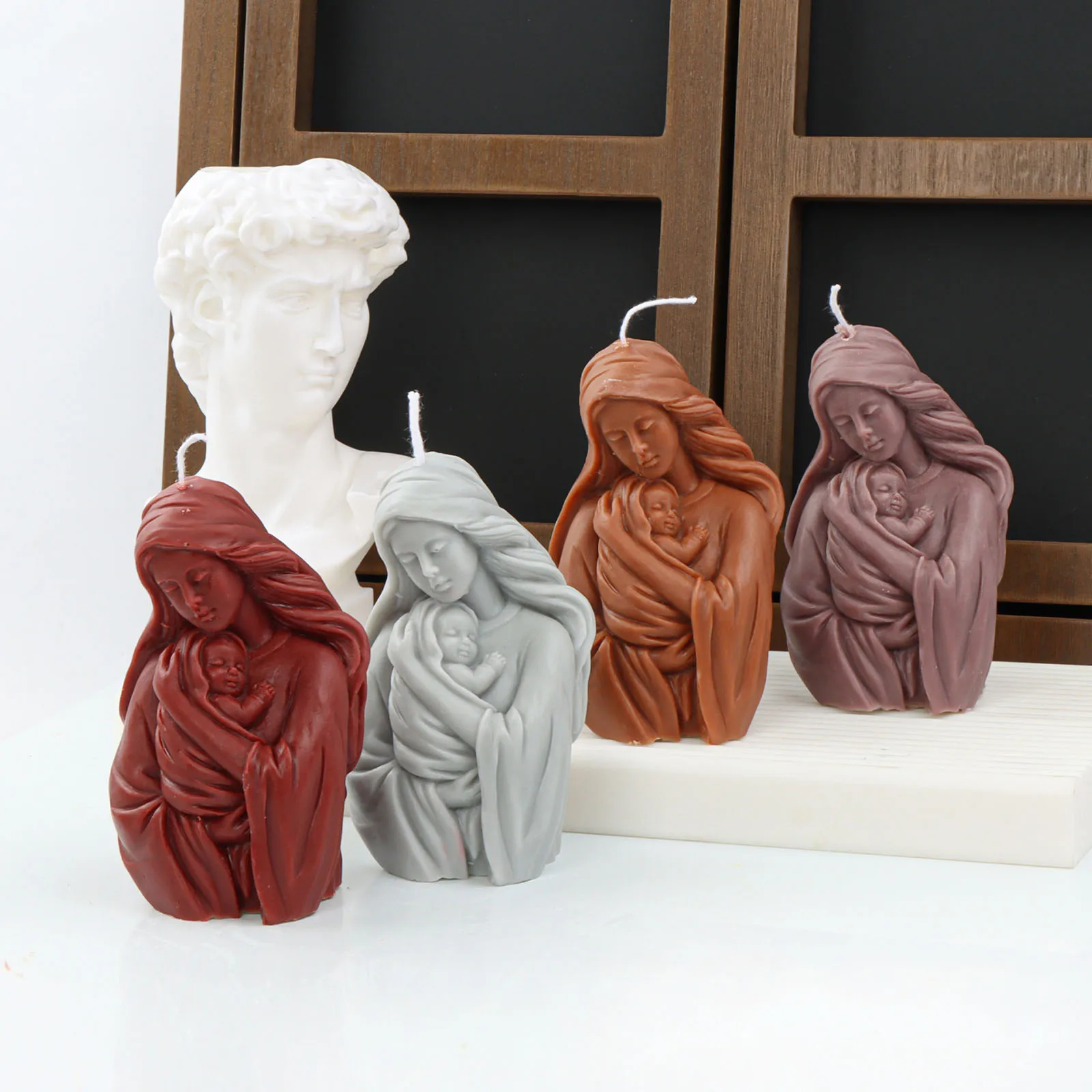 

Virgin and Son 3D Candle Mold Mary Silicone Soap Making Craft Soy Wax Mould