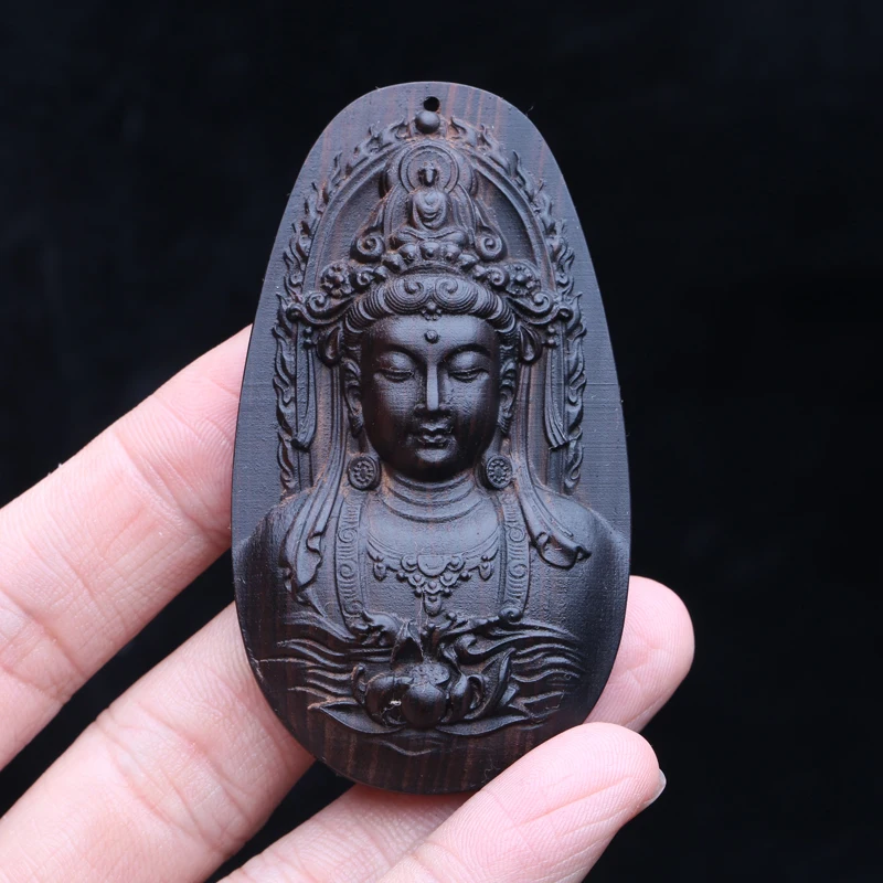 

Деревянная резьба, эбеновый ювелирный амулет, подвеска, буддийская статуя Будды, счастливый амулет, 3D резьба по дереву, деревянные поделки