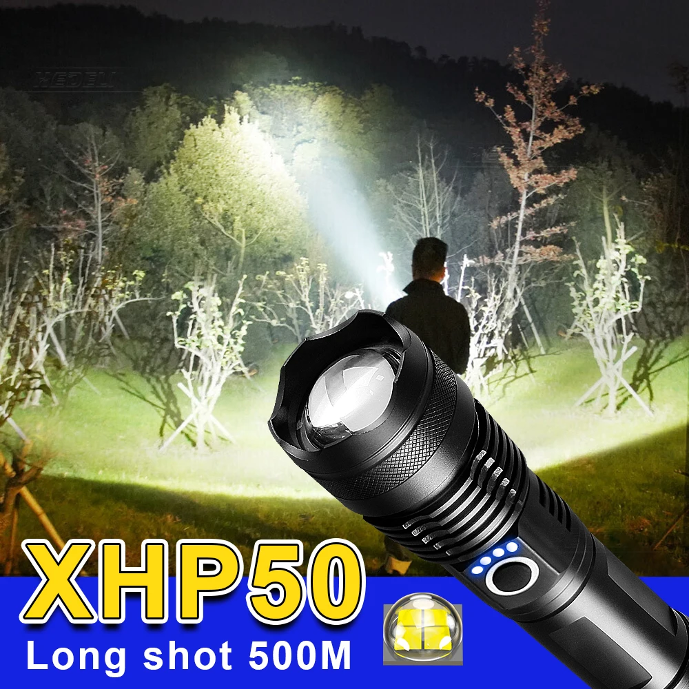 100000 Lumens High Power Led Flashlights XHP90 USB Rechargeable 18650 Flash Light Zoom Torch Camping Lantern Emergency Situation
