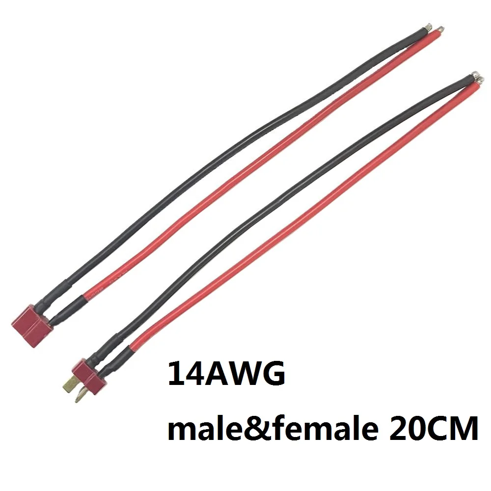 

Оптовая продажа, 100 мм, 150 мм, Т-образный разъем для аккумулятора 12AWG, 14 AWG, удлинитель кабеля «сделай сам», штекер и гнездо, кабель для аккумулятора 10 см, 15 см