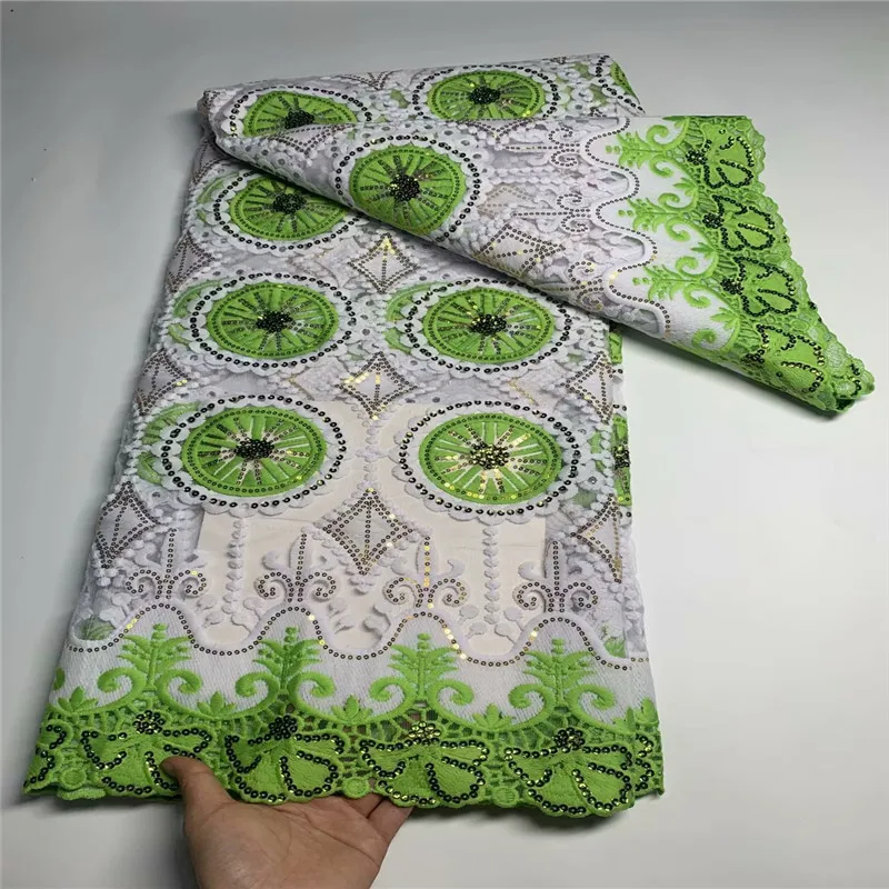 

5 Yard Newest French Mesh Lace High Quality African Tulle Cord Shredded milk Embroidered Lace Fabric With Gold Thread Material