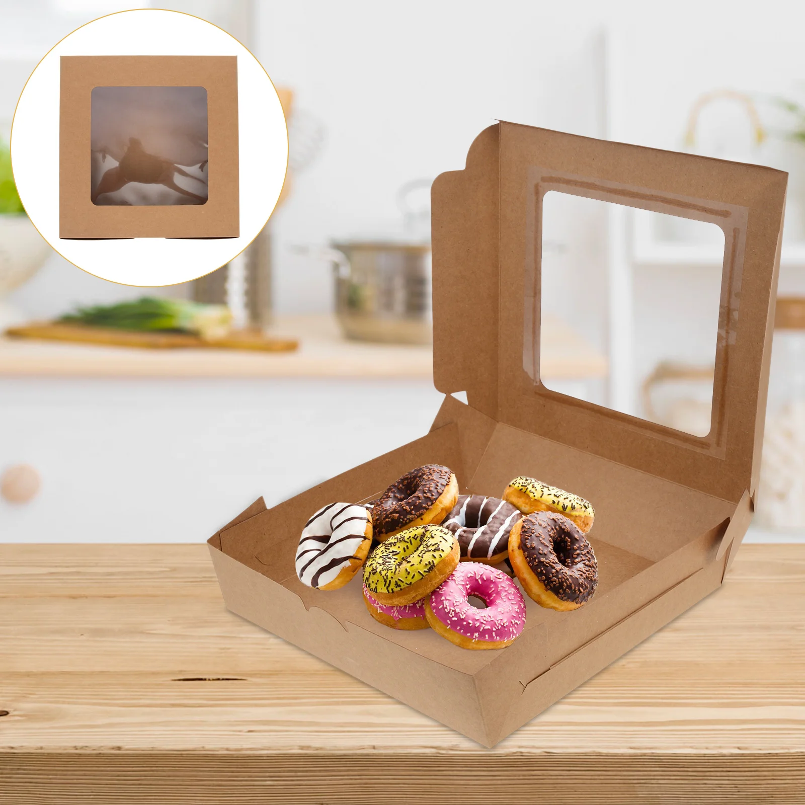 

10pcs Creative Cupcake Packaging Boxes Cookie Boxes with Window (Brown)