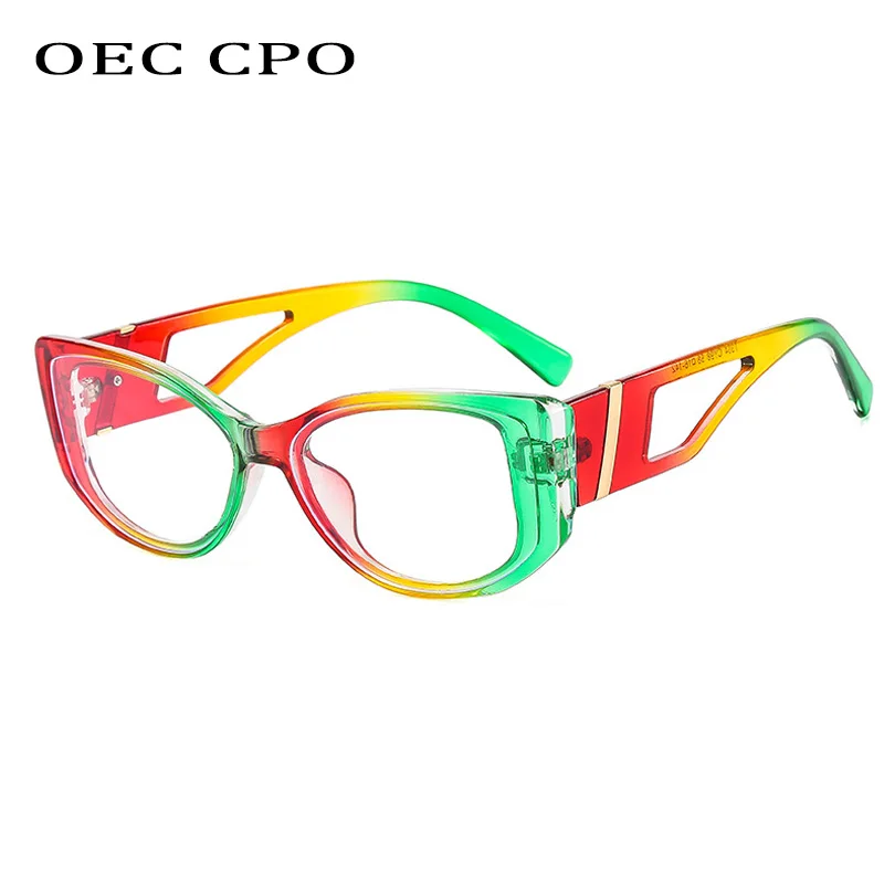 

OEC CPO Colorful Cat Eye Glasses Women Fashion Optical Clear Glasses Frame Vintage Transparent Eyeglasses Female Spectacle Oculo