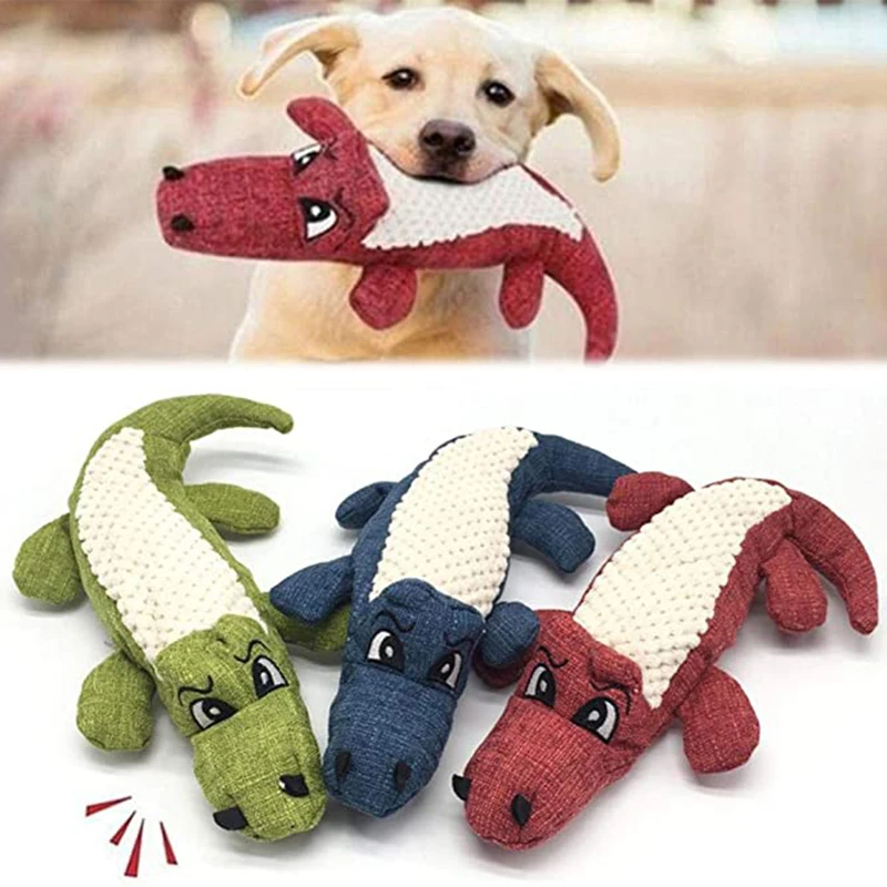 

Cartoon Animals Squirrel Cotton Bite Toy Dog Chew Toys Pet Puppy Chew Plush Crocodile Shaped Squeak Toys For Medium Small Pets