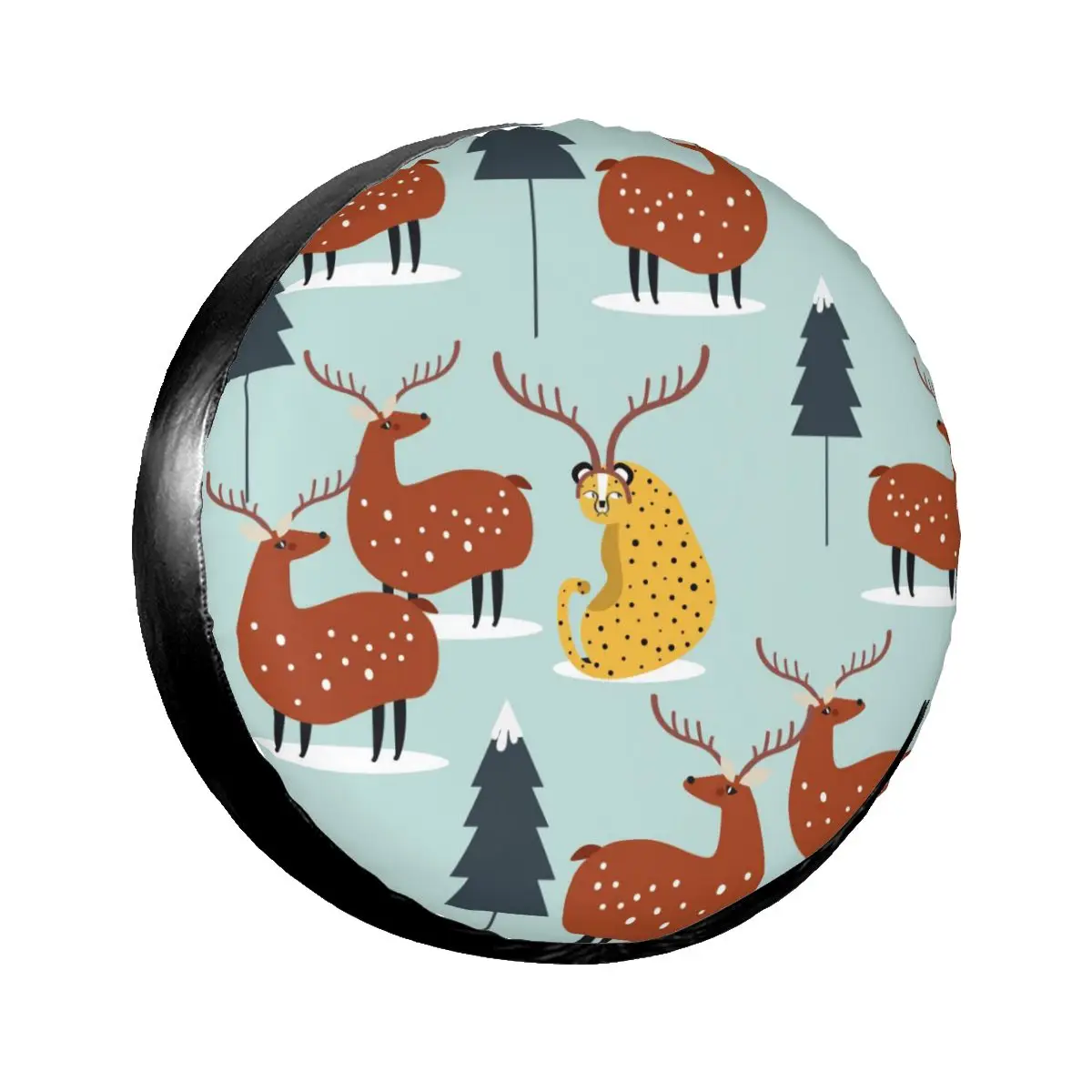 

1Pc Car Spare Tire Cover Cute Reindeers Leopard Pattern Case Polyester Tire for Cars Wheel Protection Cover