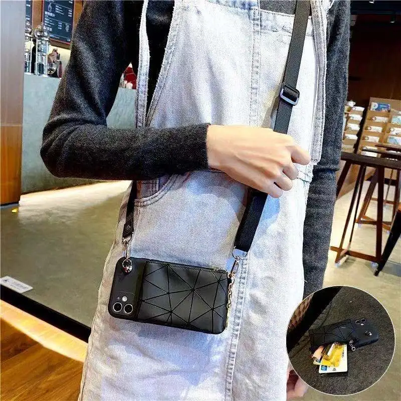 

For Samsung Galaxy S23 S22 PLUS A22 5G A13 A33 A53 A23 A73 A43 Crossbody Neck Wallet Cover PU Leather Strap Cord Coin Purse Case
