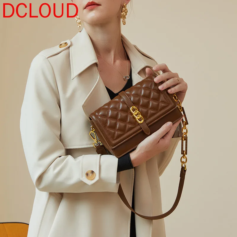 

Высококачественная Роскошная Брендовая женская сумка под подмышку, новинка 2022, сумка через плечо с цепочкой, прошитая ромбовидная маленька...