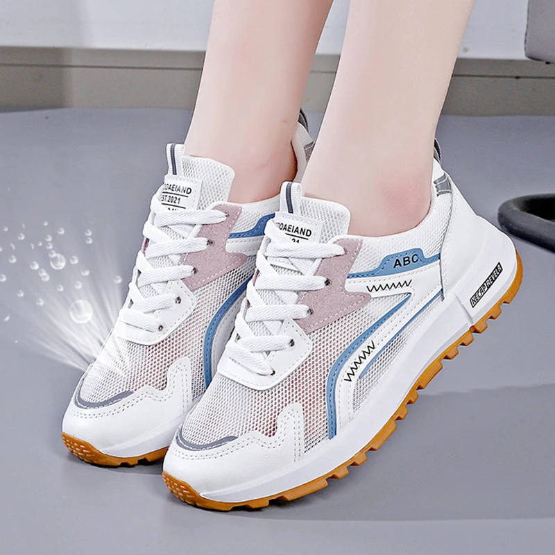 Breathable Women Vulcanized Shoes Outdoor Non-slip Women's Running Shoes Fashion Female Sneakers Summer Mesh Flats Free Shipping