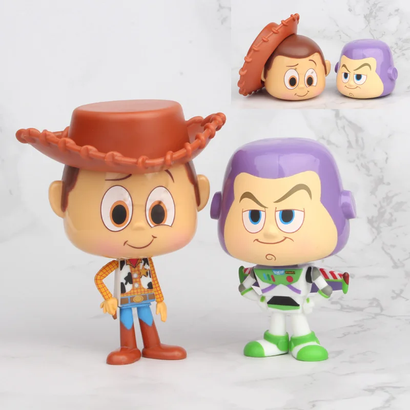 

Disney Toy Story Buzz Lightyear Woody Figure Detachable Cute Q Version Cartoon Doll Model Gashapon Doll Toy Ornament Gift