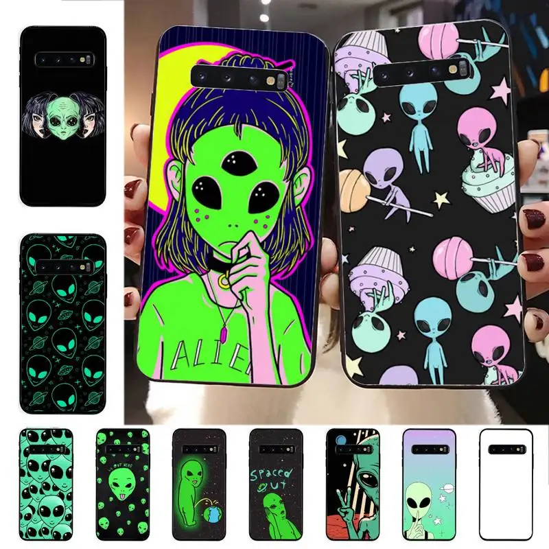 

Aesthetics Cute Cartoon alien space Phone Case for Samsung S20 lite S21 S10 S9 plus for Redmi Note8 9pro for Huawei Y6 cover