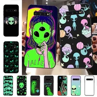 aesthetics cute cartoon alien space phone case for samsung s20 lite s21 s10 s9 plus for redmi note8 9pro for huawei y6 cover