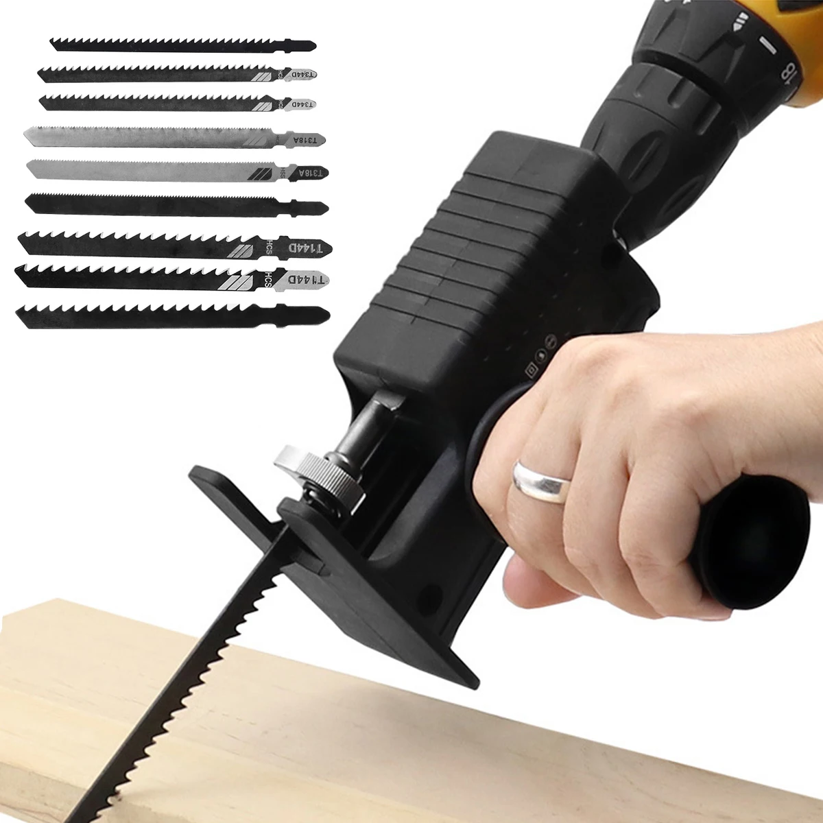 

Reciprocating Saw Adapter Kit Electric Drill Converter Modified Tool with 9 Saw Blades Wood Metal Cutter Power Tools Accessories