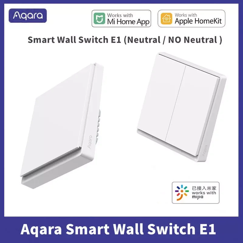 

NEW 2022 New Smart Wall E1 Zigbee 3.0 Wireless Light Key No / with Neutral Fire Wire for Mi Home Homekit
