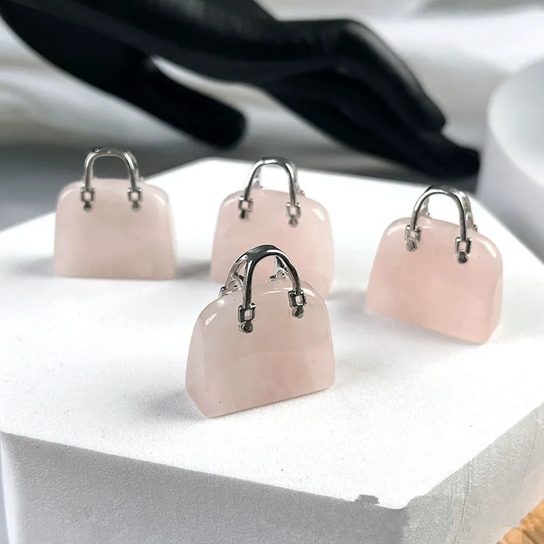 Natural Stone Mini Bag Ornament Healing Crystal Reiki Gemstone Pendant Crafts Home Decoration Gift