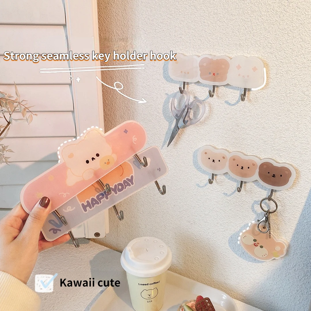 

Мультяшный Крючок Прочный держатель для ключей из вискозы, настенные вешалки, бесшовный милый держатель для маски, настенные крючки без перфорации для подвесного украшения комнаты