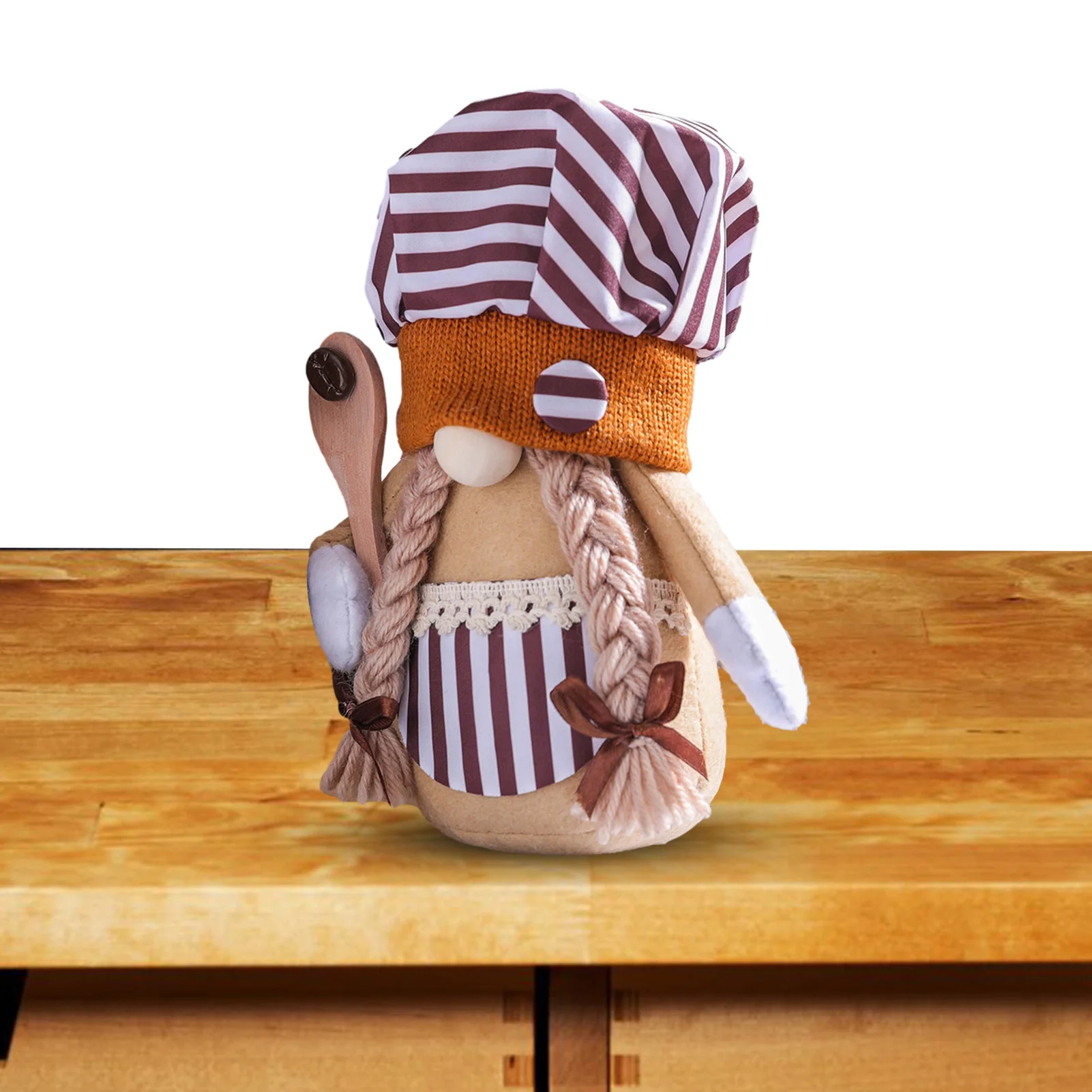 

Kitchen Chef Boy Gnome Plush Holding Spoon Baker Dwarf Plush Handmade Farmhouse Swedish Decor Decor For Tiered Tray Shelf Table