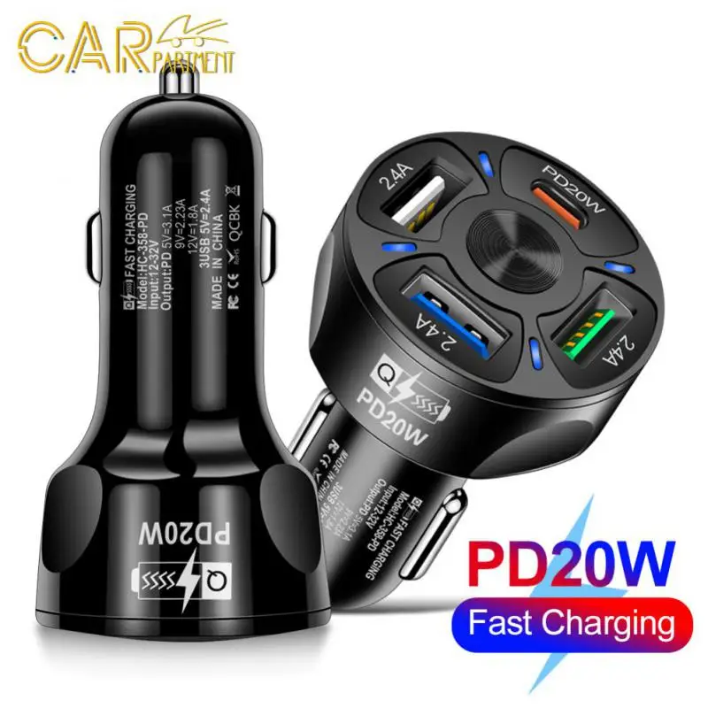 

4-port Vehicle Charging Flash Charging Car Cigarette Adapter Pd20w Pd Protocol Cigarette Lighter Plug Car Interior Accessories