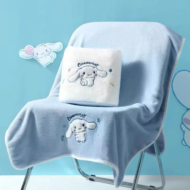 

New Sanrio Kawaii Cinnamoroll Mymelody Bath Towel Cartoon Cute Dry Hair Hat Women Coral Velvet Quick Drying Bath Towel