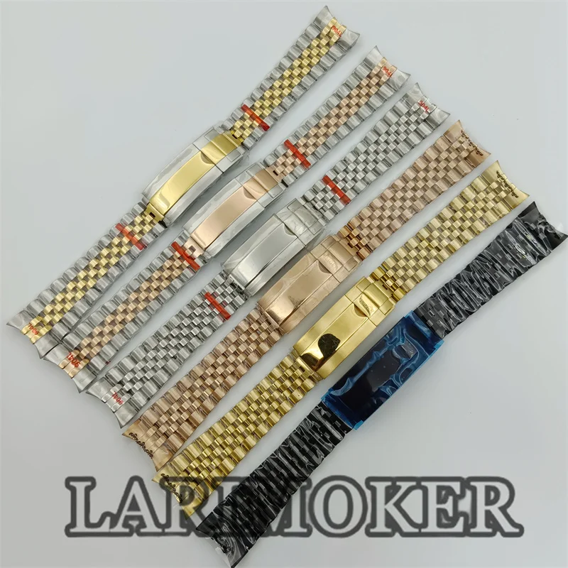 MOKER 904L Jubilee Middle Gold Two Tone Wrist Watch Strap Bracelet Solid Screw Links Curved End 20mm Band Accessory