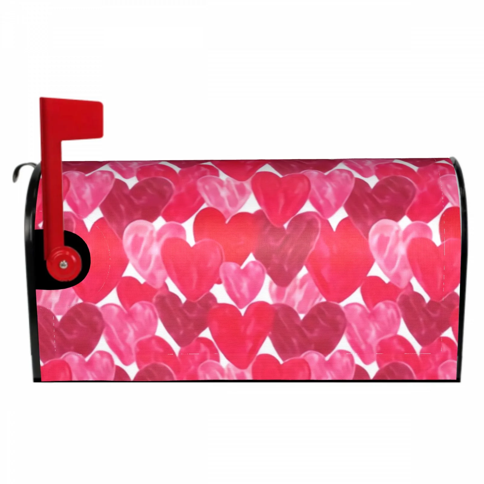 

Hand Drawn Red And Pink Hearts Magnetic Mailbox Cover Standard Size Post Box Cover Wrap Decoration Garden Outdoor