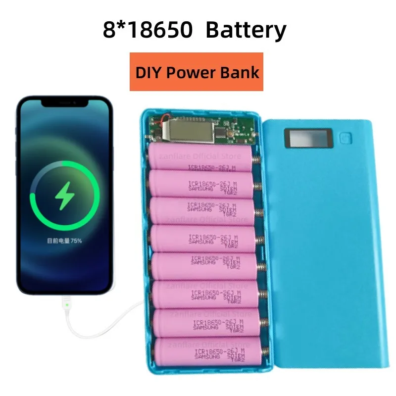 

8 Slots Battery Charger DIY 8*18650 Rechargeable Battery Power Bank with LED Indicator Phone Fast Charging Powerbank for Xiaomi