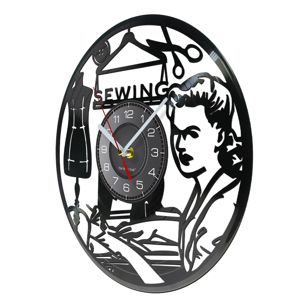 Настенные часы в стиле ретро приспособление для шитья виниловый диск запись
