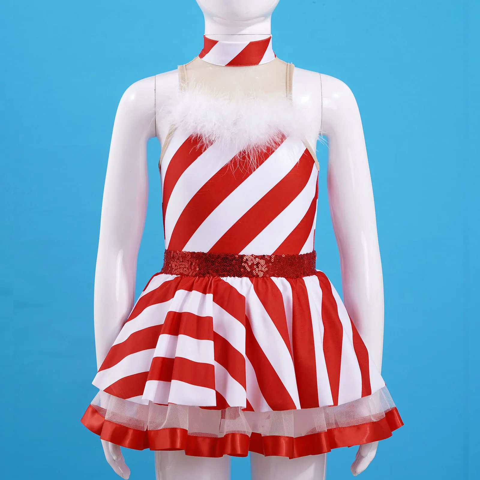 Детские рождественские костюмы без рукавов с блестящими пайетками сетчатая