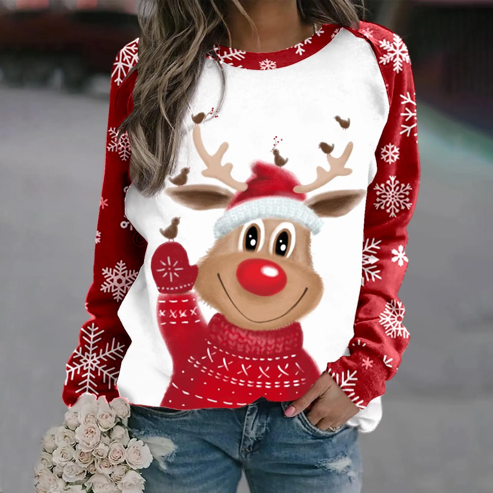 

Decorative Hoodies Boyfriend Sweatshirts Women Women Casual Round Neck Colorblock Raglan Sleeves 6 Memory Foam Toe Slip